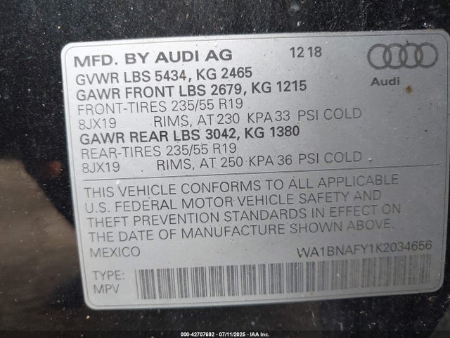 2019 AUDI Q5 WA1BNAFY1K2034656 Photo 8