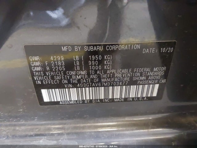 4S3GTAV67M3703477 Subaru na