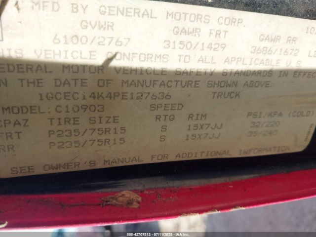 1993 CHEVROLET GMT-400 1GCEC14K4PE127636 Photo 8