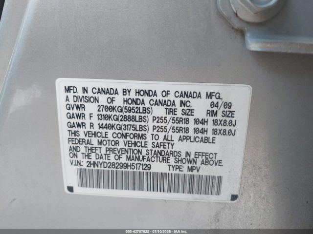 2009 ACURA MDX 2HNYD28299H517129 Photo 8
