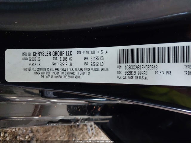 1C3CCCAB1FN505048 Chrysler 200