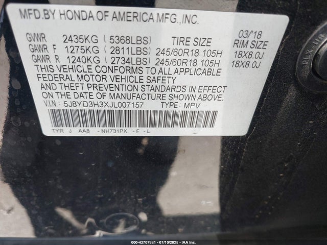 5J8YD3H3XJL007157 Acura j35y5