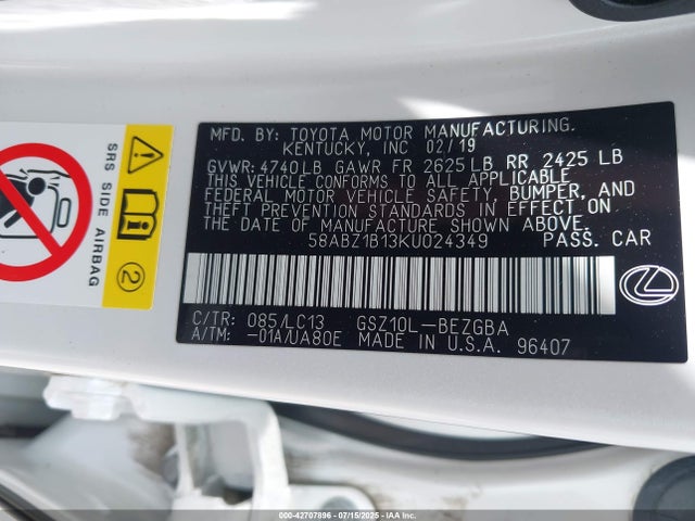 Lexus 2gr-fks 2019 58ABZ1B13KU024349 Image 9