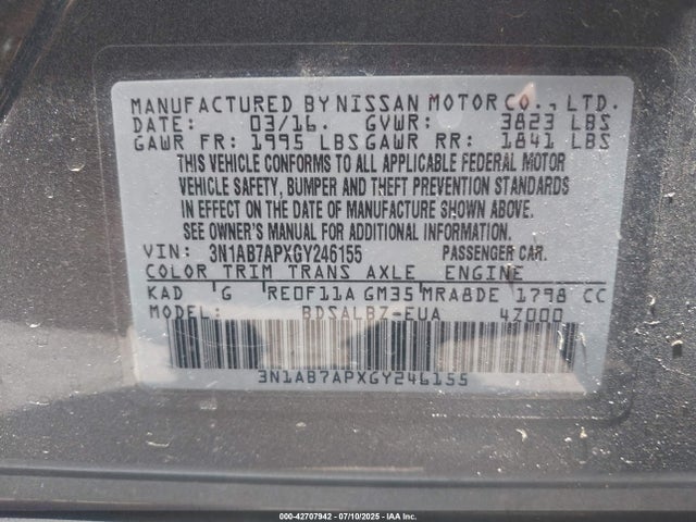 3N1AB7APXGY246155 Nissan 2016