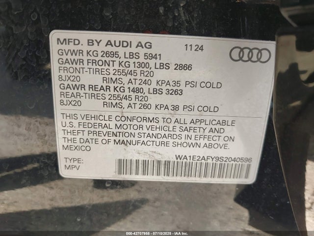 Audi 55 tfsi 2025 WA1E2AFY9S2040596 Image 9