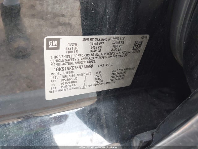 1GKS1AKC7FR714560 GMC l83 - vvt, active fuel management, aluminum