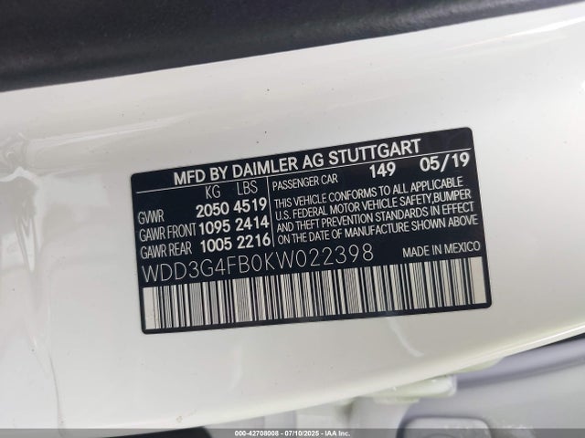 WDD3G4FB0KW022398 Mercedes-Benz m260