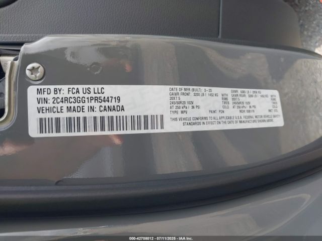 2023 CHRYSLER PACIFICA 2C4RC3GG1PR544719 Photo 8