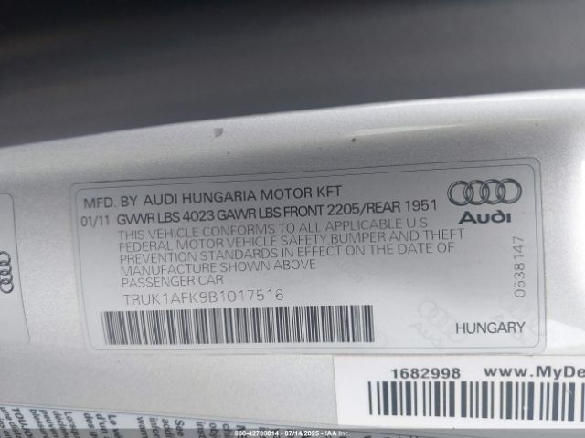 2011 AUDI TTS TRUK1AFK9B1017516 Photo 8