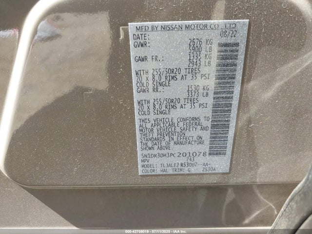 5N1DR3DH3PC201078 Nissan Pathfinder