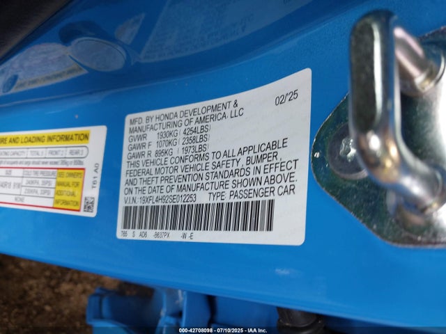 19XFL4H92SE012253 Honda lfc3