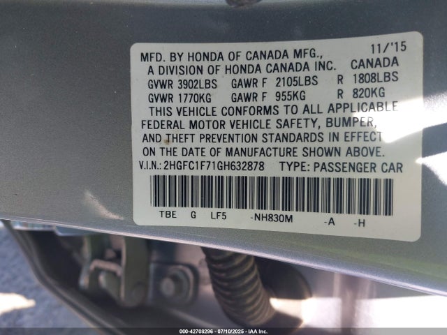 2HGFC1F71GH632878 Honda l15b7