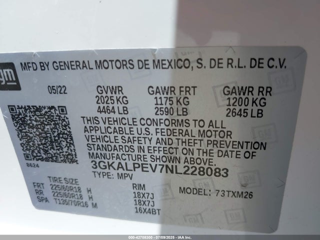 3GKALPEV7NL228083 GMC lyx
