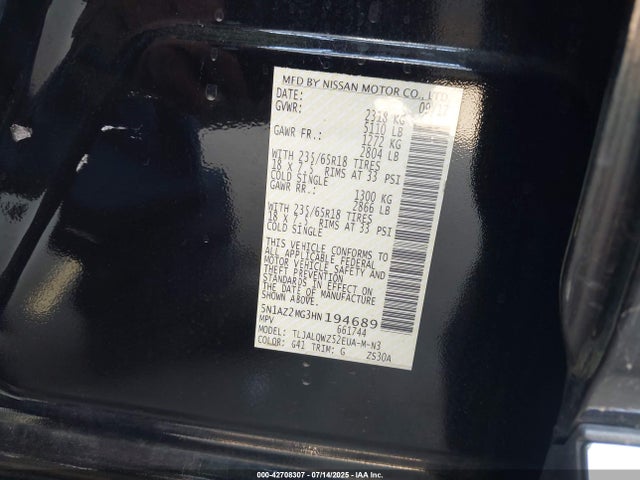 5N1AZ2MG3HN194689 Nissan 2017