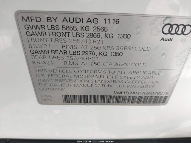 2017 AUDI Q5 WA1D7AFP7HA078279 Photo 8