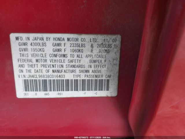 2008 ACURA TSX JH4CL96838C016403 Photo 8