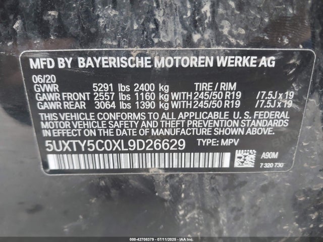 5UXTY5C0XL9D26629 BMW X3