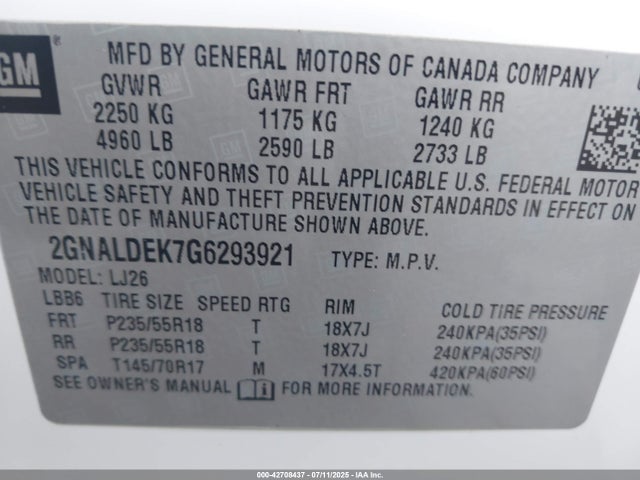 2GNALDEK7G6293921 Chevrolet lea - e85 max, aluminum