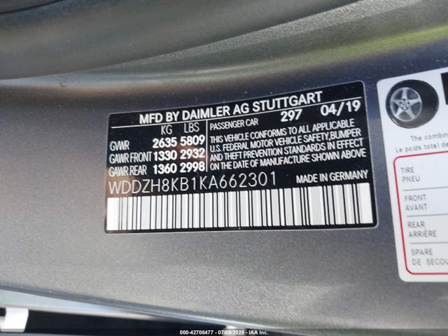 WDDZH8KB1KA662301 Mercedes-Benz m177
