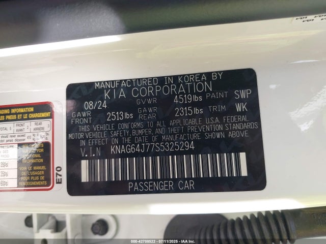 KIA gdi theta iii 2025 KNAG64J77S5325294 Image 9