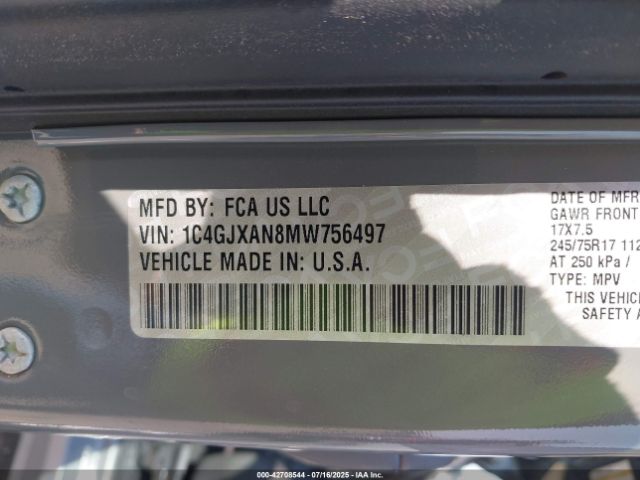 2021 JEEP WRANGLER 1C4GJXAN8MW756497 Photo 8