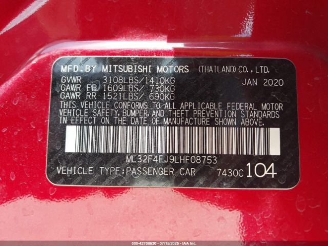 2020 MITSUBISHI MIRAGE G4 ML32F4FJ9LHF08753 Photo 8