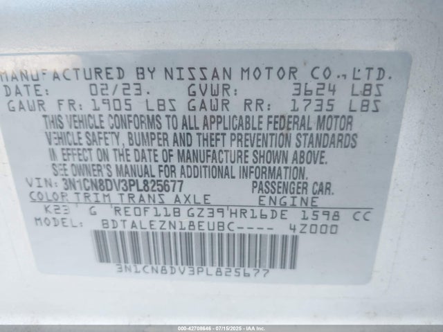 Nissan 2023 2023 3N1CN8DV3PL825677 Image 9
