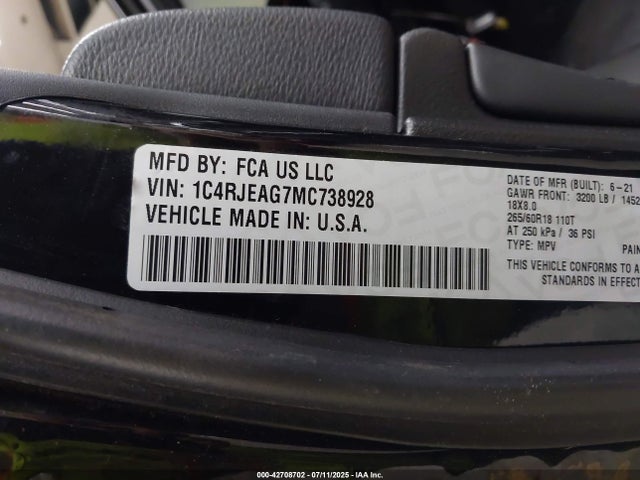 1C4RJEAG7MC738928 Jeep Grand Cherokee