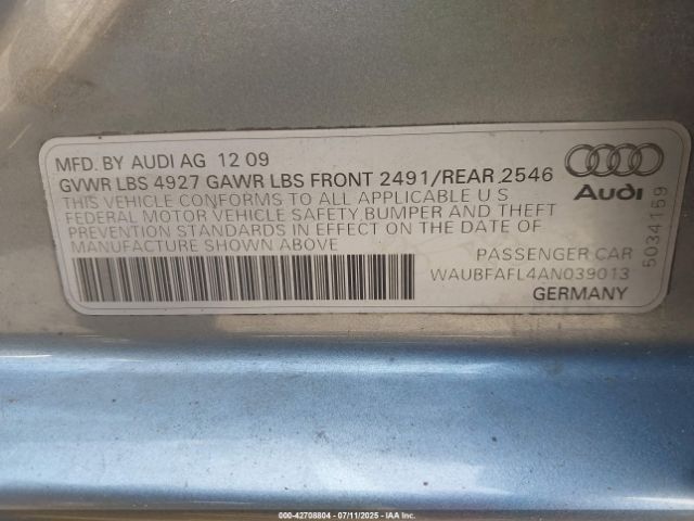 2010 AUDI A4 WAUBFAFL4AN039013 Photo 8