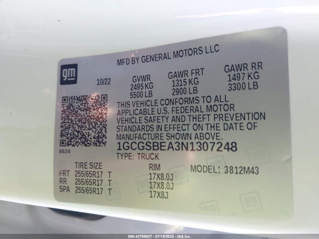 1GCGSBEA3N1307248 Chevrolet lcv