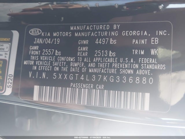 5XXGT4L37KG336880 KIA gdi