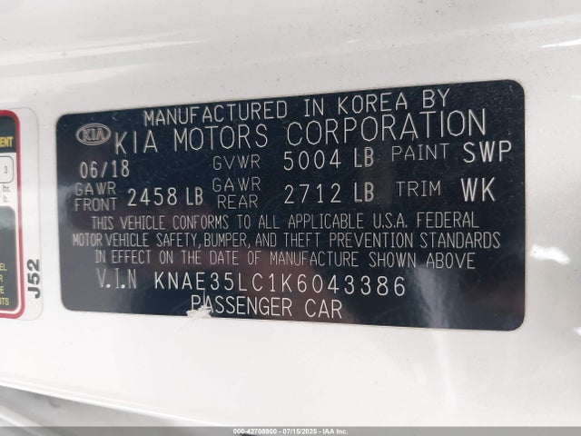 KIA tgdi lamda ii 2019 KNAE35LC1K6043386 Image 9