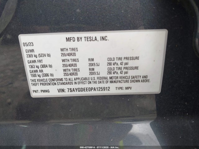 7SAYGDEE0PA125912 Tesla 2023