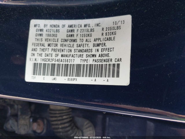 Honda k24w1 2014 1HGCR2F54EA056317 Image 9