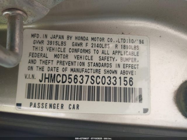 1995 HONDA ACCORD JHMCD5637SC033156 Photo 8