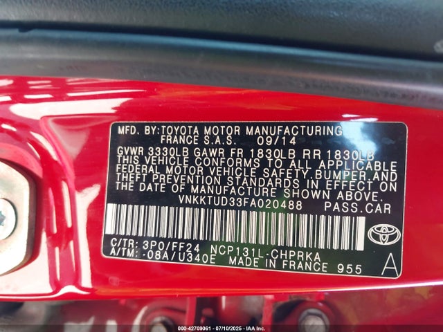 Toyota 1nz-fe 2015 VNKKTUD33FA020488 Image 9