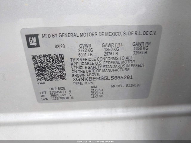 3GNKBERS5LS665291 Chevrolet lgx