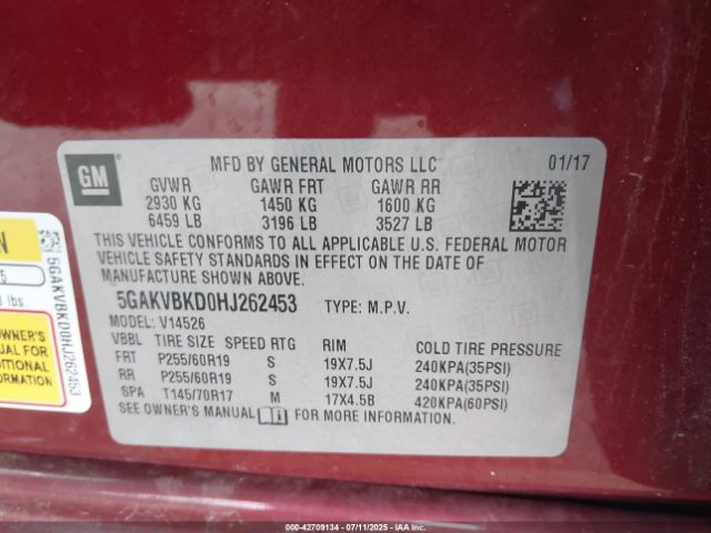 2017 BUICK ENCLAVE 5GAKVBKD0HJ262453 Photo 8