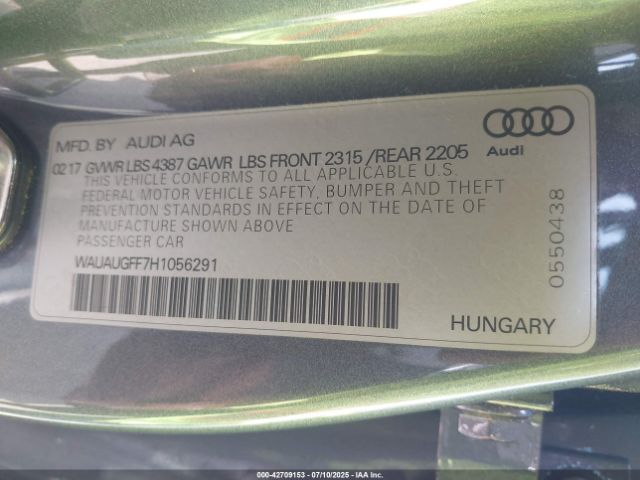 2017 AUDI A3 WAUAUGFF7H1056291 Photo 8