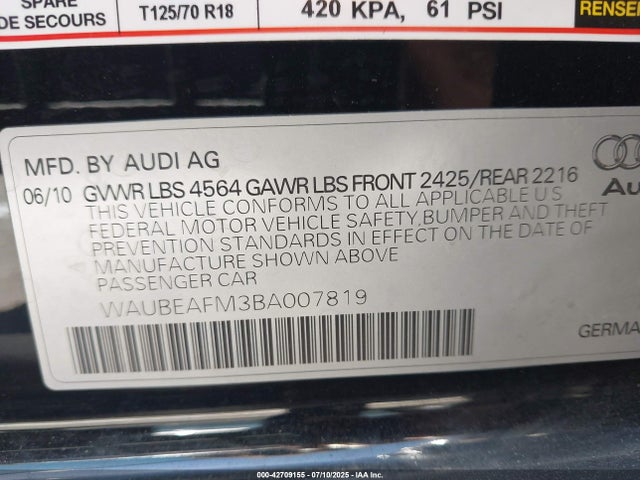 2011 AUDI A3 WAUBEAFM3BA007819 Photo 8