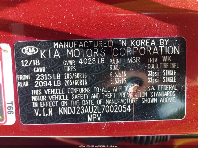 KIA mpi nu 2020 KNDJ23AU2L7002054 Image 9
