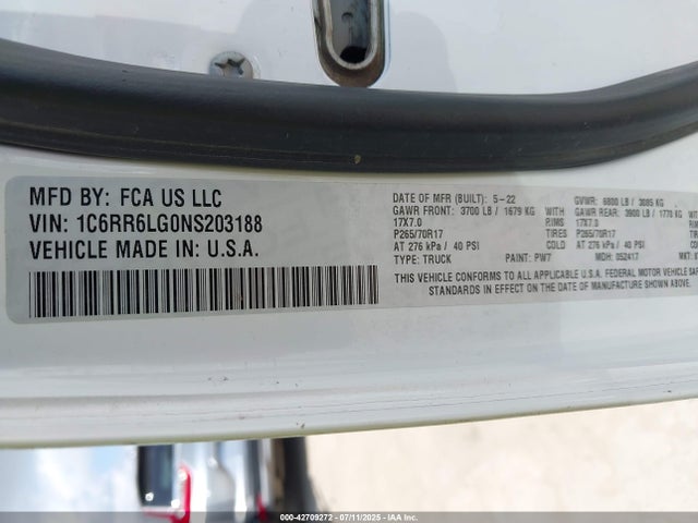 1C6RR6LG0NS203188 RAM 1500