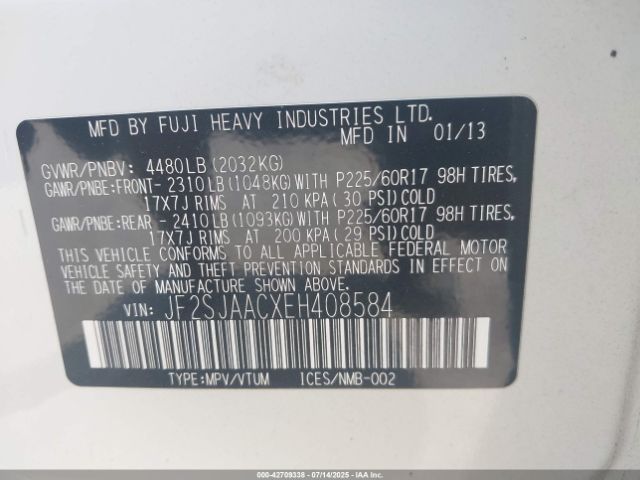 2014 SUBARU FORESTER JF2SJAACXEH408584 Photo 8