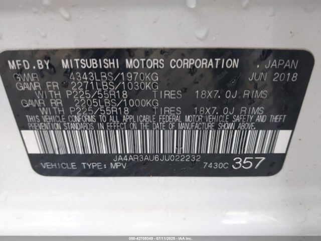 2018 MITSUBISHI OUTLANDER SPORT JA4AR3AU6JU022232 Photo 8