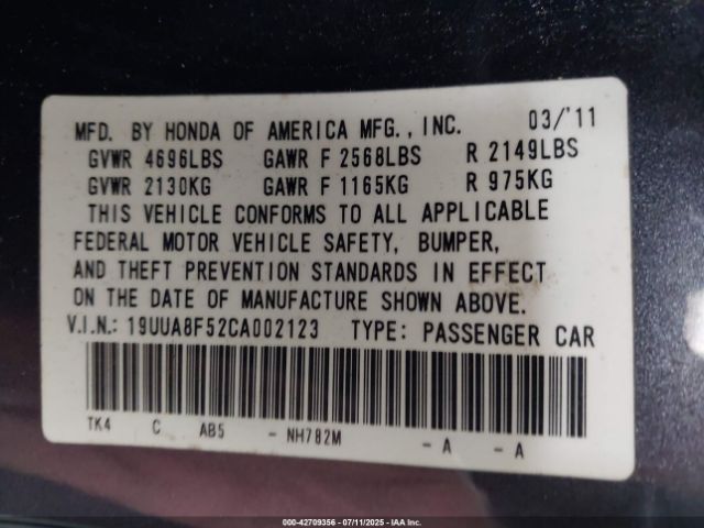2012 ACURA TL 19UUA8F52CA002123 Photo 8