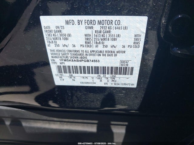 Ford ti-vct 2023 1FM5K8AB4PGB74553 Image 9