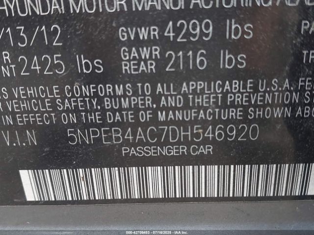 2013 HYUNDAI SONATA 5NPEB4AC7DH546920 Photo 8