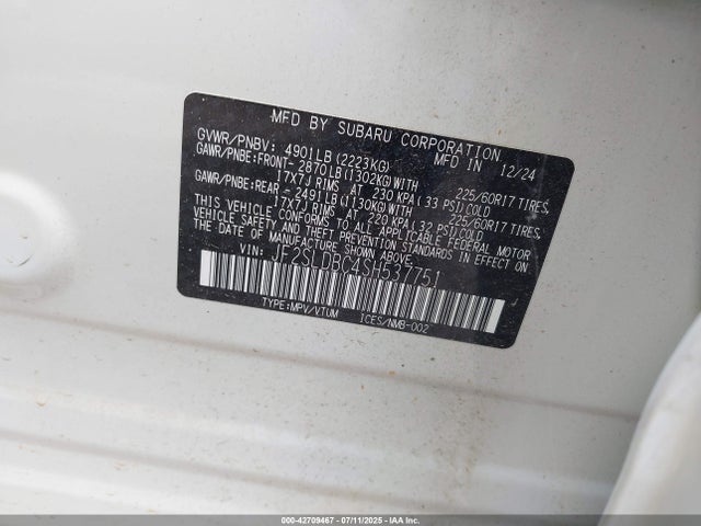 JF2SLDBC4SH537751 Subaru na