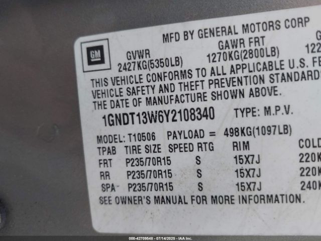 2000 CHEVROLET BLAZER 1GNDT13W6Y2108340 Photo 8