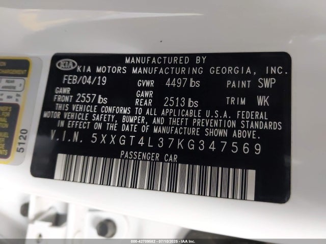 5XXGT4L37KG347569 KIA gdi